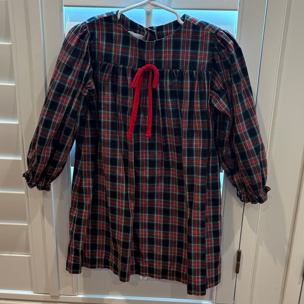James & Lottie Plaid Dress with Red bow